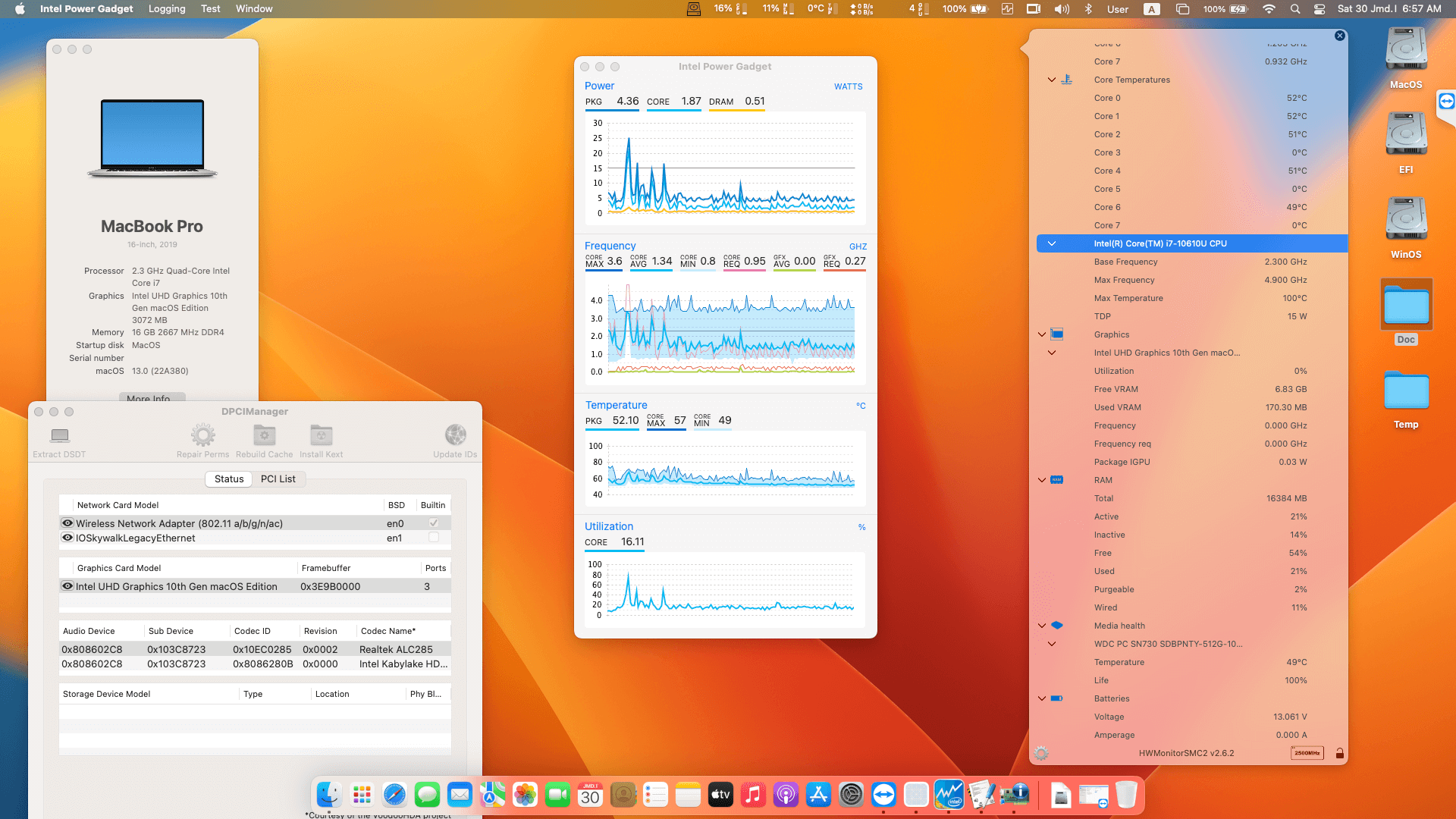 Success Hackintosh macOS Ventura 13.0 Build 22A380 in HP EliteBook 840 G7